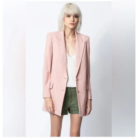 ZADIG & VOLTAIRE Vita Jac Mandala Jacket S 36 Blush Pink Tie Prep Old Money - Picture 1 of 13